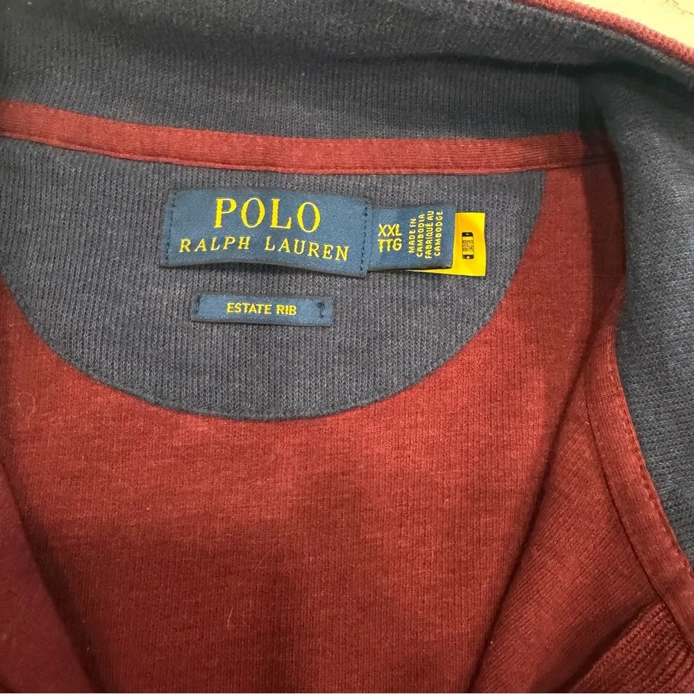 Polo Ralph Lauren Sweater Men's Quarter Zip Maroon Estate Rib -XXL